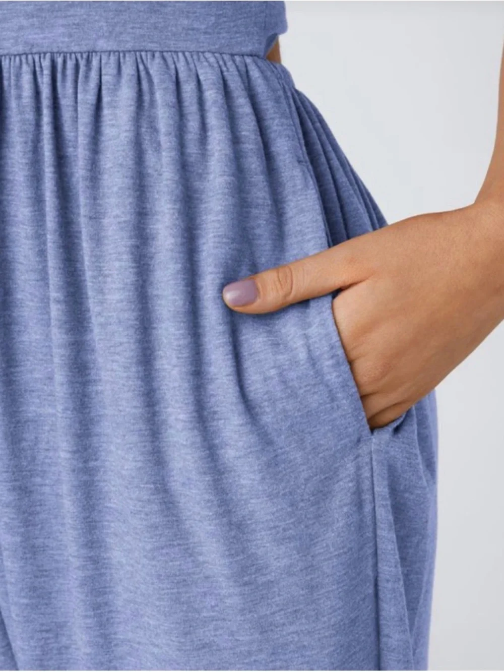 Halara U Neck Pocket Harem Casual Jumpsuit-Easy Peezy Cross-Back Jumpsuit Medium - Picture 3 of 9